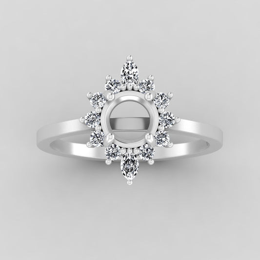 The Sienna | Platinum | White | Size 8 | Stone MOS294 | Green Ring Box | Custom Engraving:  +$0