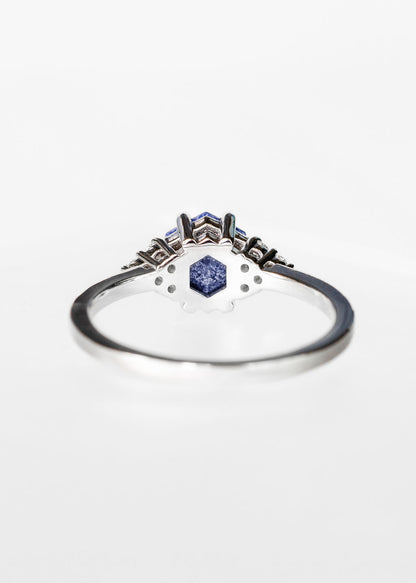 The Calisto | .96ct Hexagon Lapis Lazuli | White Gold