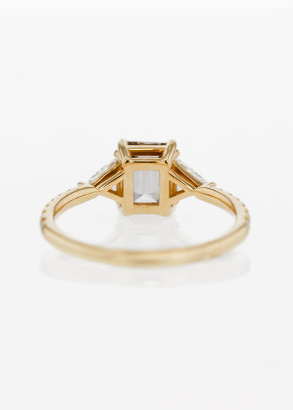 Accented Solitaire | 1.46ct Emerald Gray Sapphire | 18k Yellow Gold