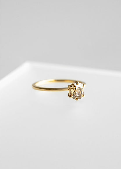 The Helia | .92ct Cushion Cut Champagne Diamond | Yellow Gold