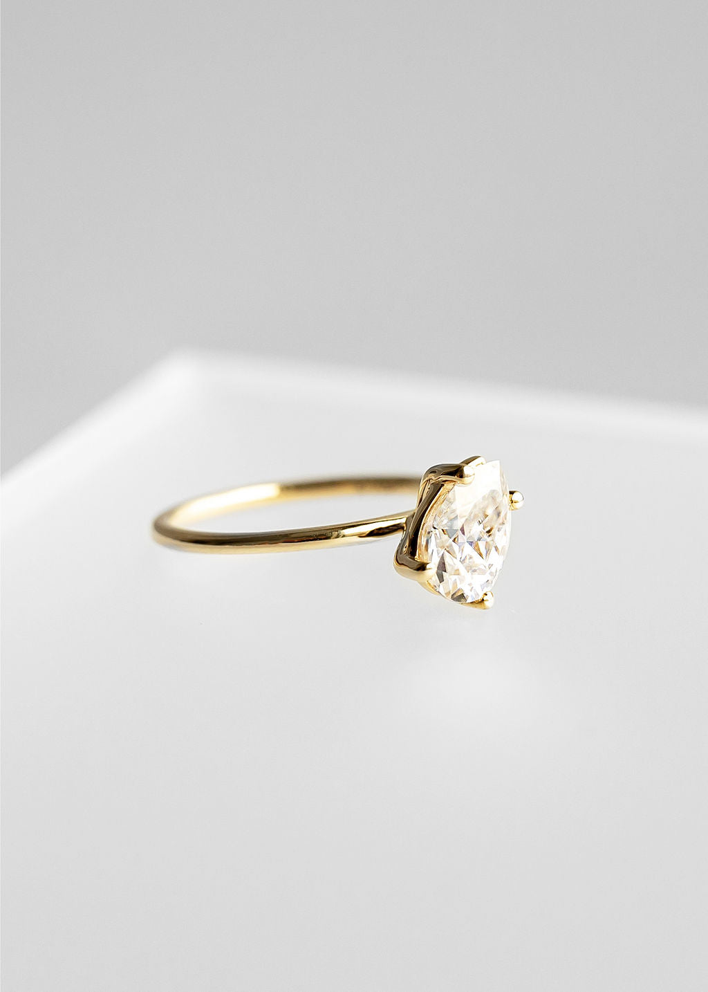 The Skye | 1.41ct Pear Moissanite | Yellow Gold