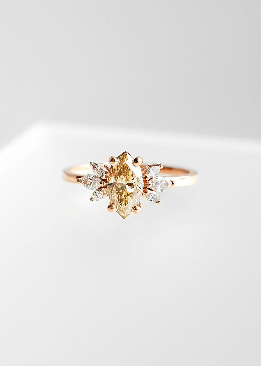 The Mini Luna | 1.01ct Marquise Champagne Diamond | Rose Gold