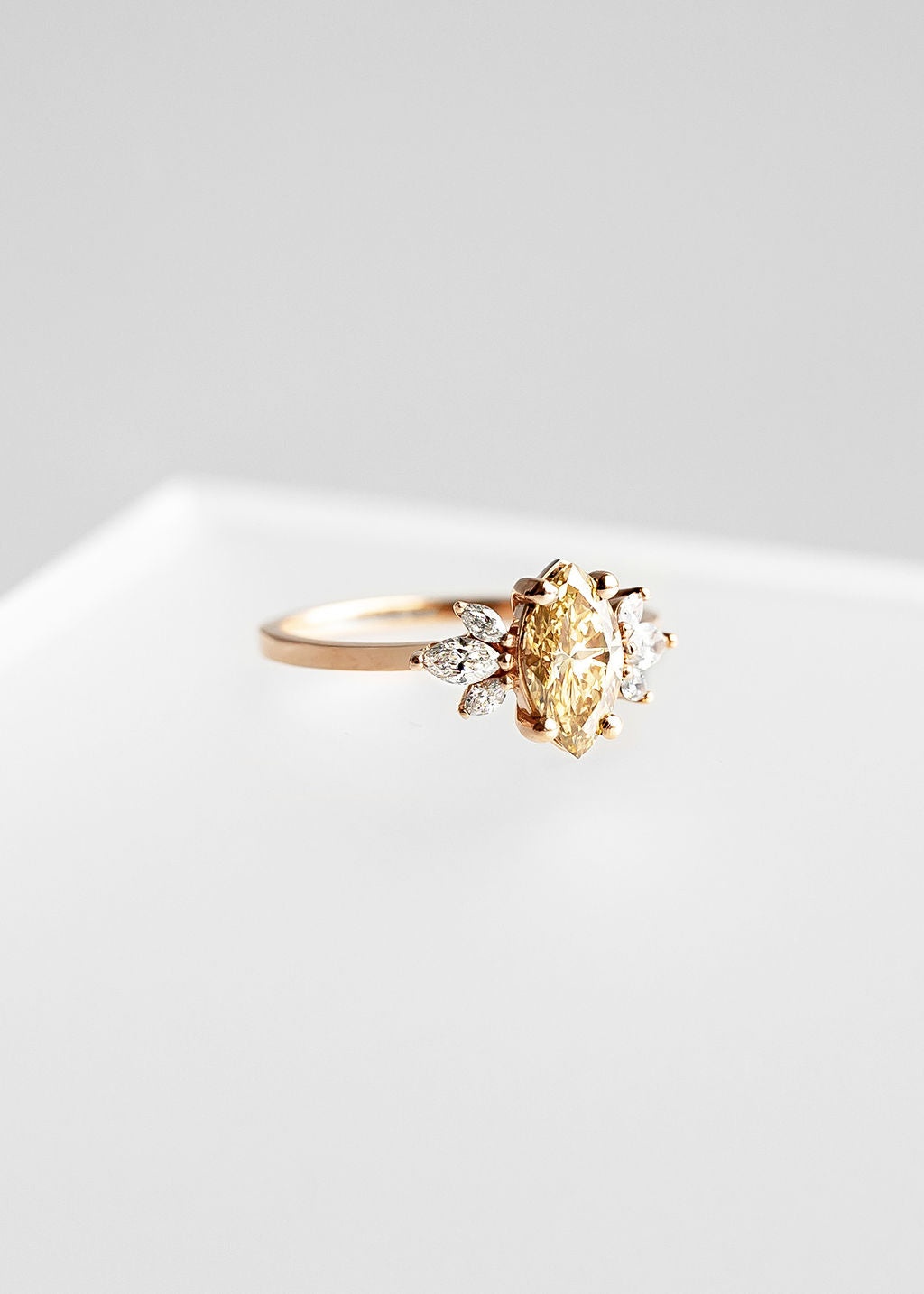 The Mini Luna | 1.01ct Marquise Champagne Diamond | Rose Gold