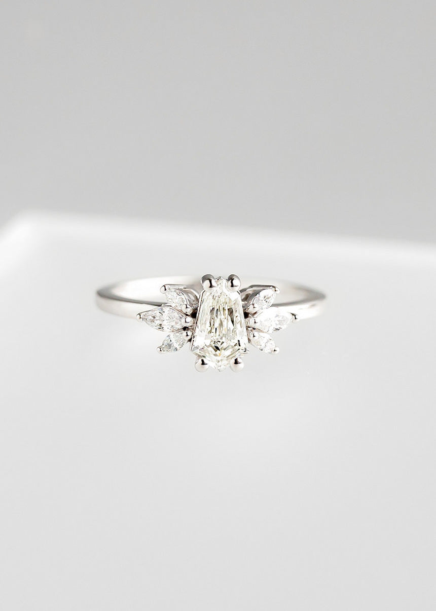 The Mini Luna | .62ct Shield Natural Diamond | White Gold