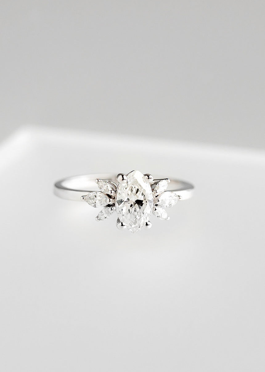 The Mini Luna | .79ct Marquise Natural Diamond | White Gold