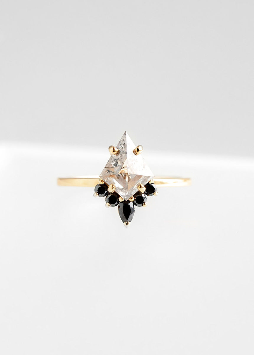 The Estelle | 1.39ct Kite Shaped Salt & Pepper Diamond | Yellow Gold