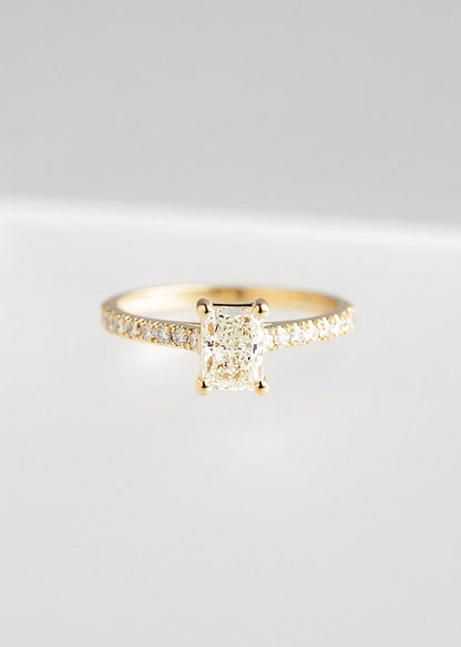 The Aurora | .91ct Radiant Cut Natural Diamond | Yellow Gold