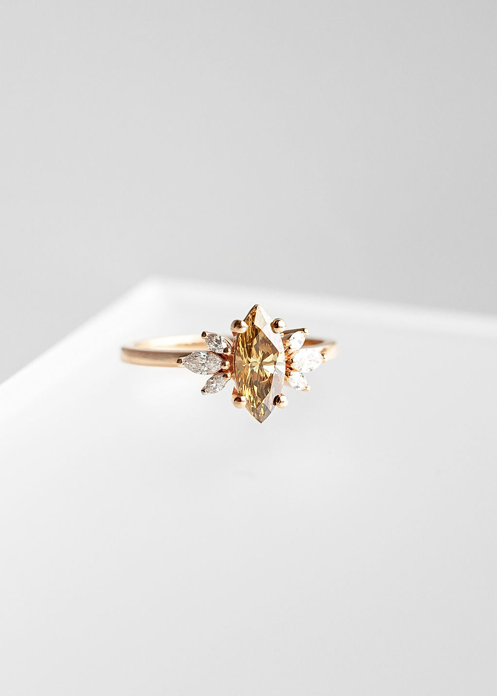 The Mini Luna | .85ct Marquise Champagne Diamond | Rose Gold