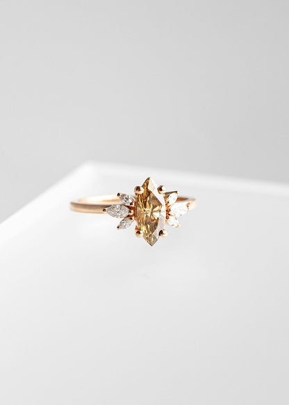 The Mini Luna | .85ct Marquise Champagne Diamond | Rose Gold