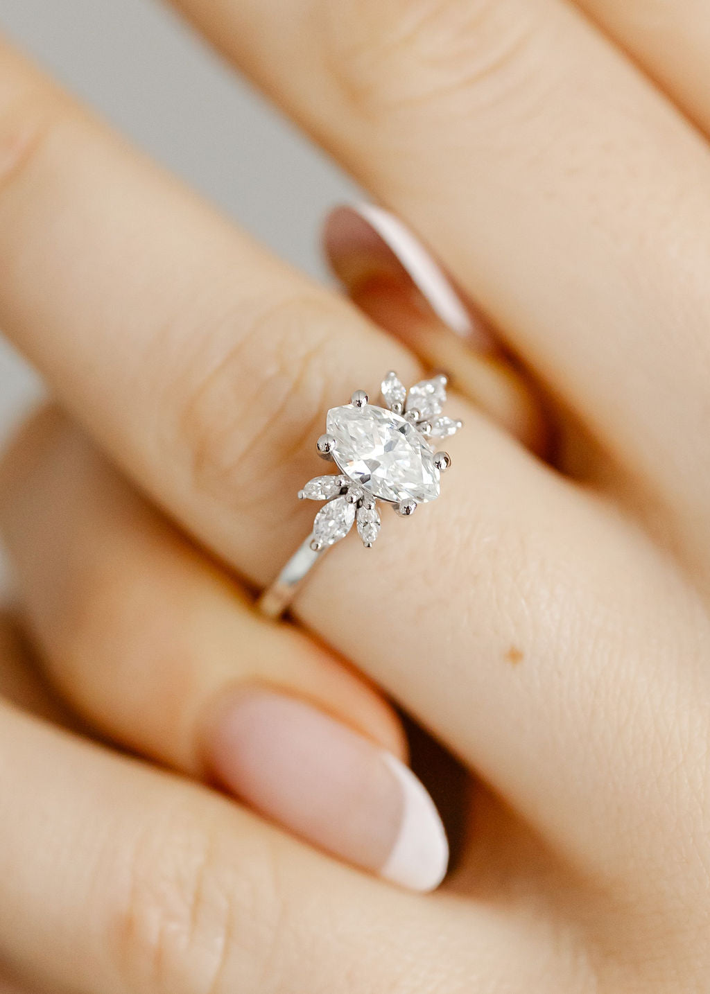 The Mini Luna | .79ct Marquise Natural Diamond | White Gold