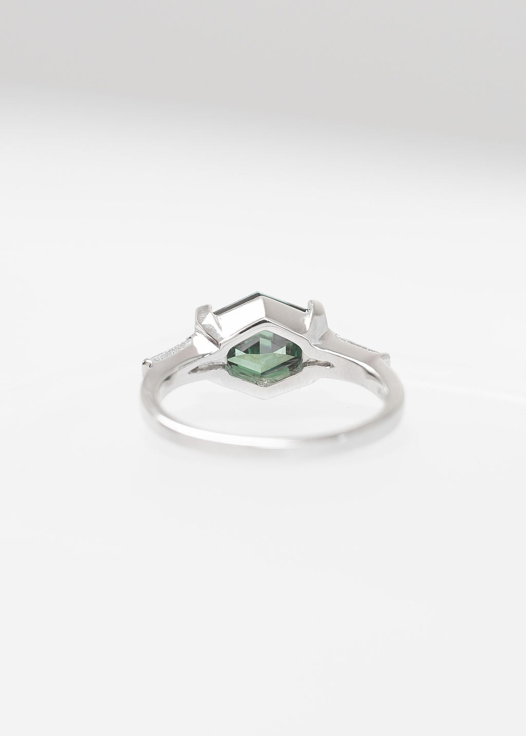 The Wolfe | 2.02ct Hexagon Teal Moissanite | White Gold