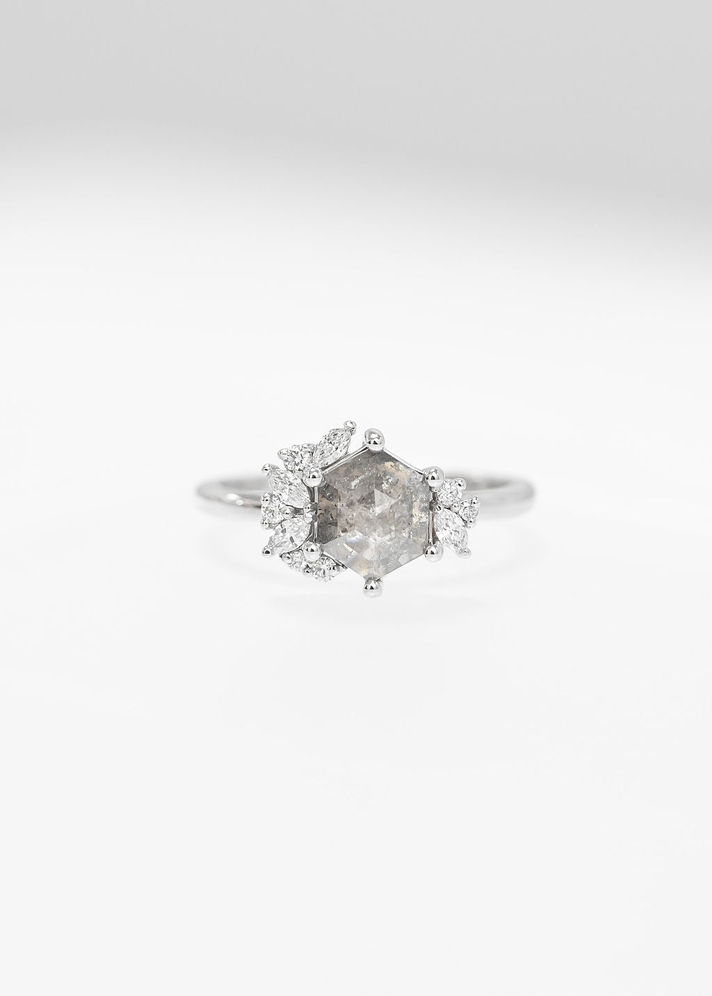 The Talia | 1.15ct Hexagon Salt & Pepper | White Gold