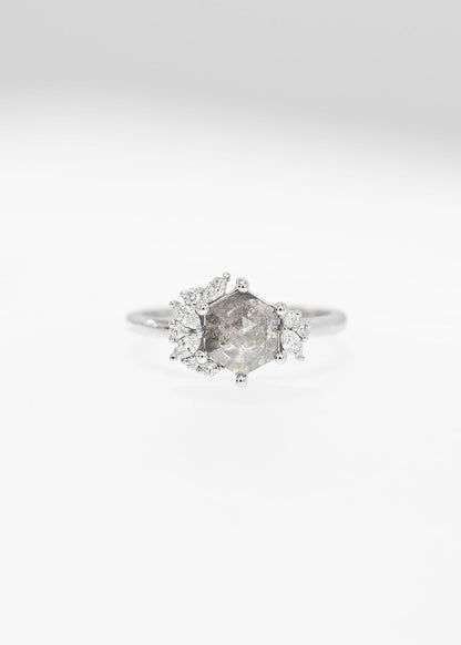 The Talia | 1.15ct Hexagon Salt & Pepper | White Gold