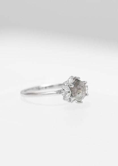 The Talia | 1.15ct Hexagon Salt & Pepper | White Gold