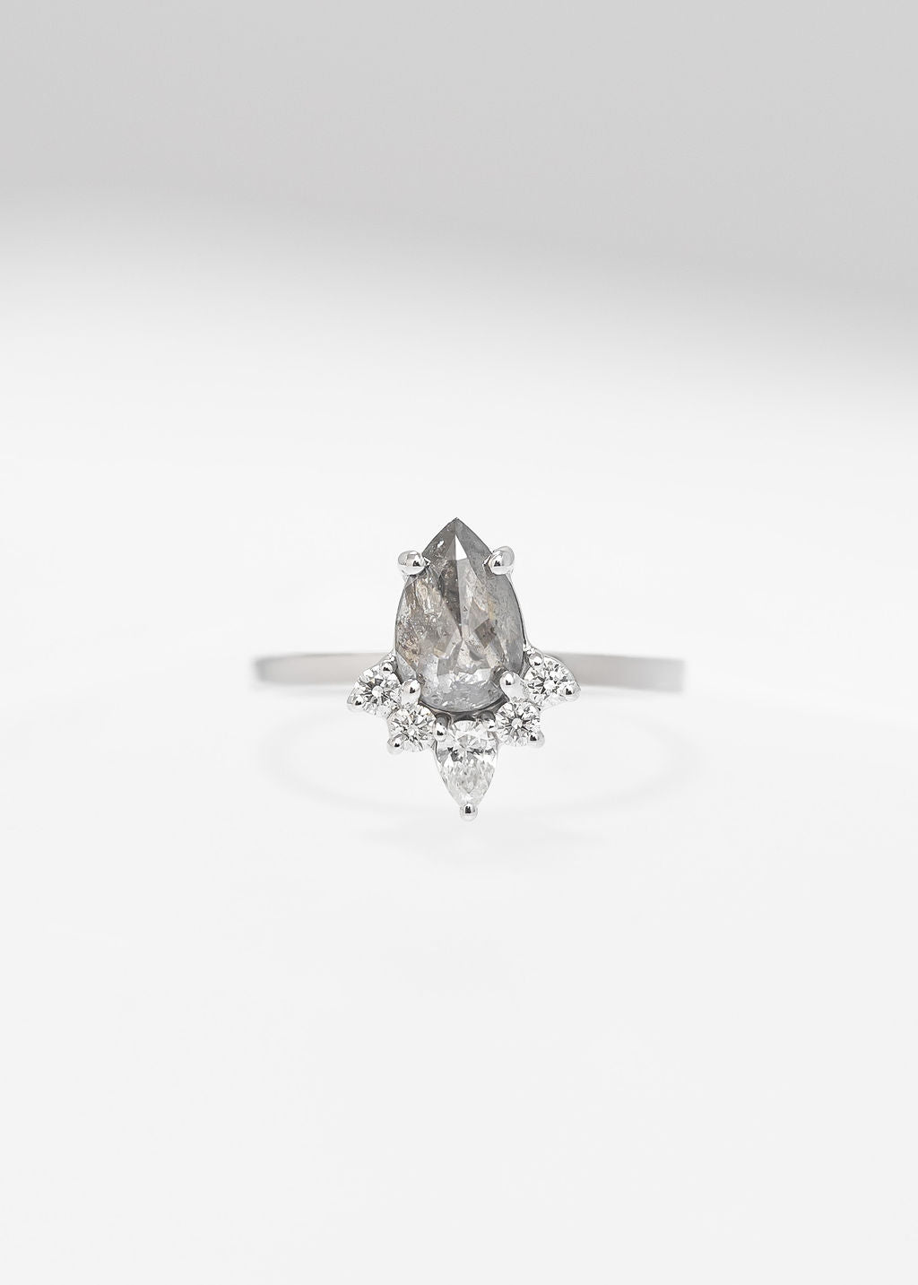 The Celeste | 1.26ct Pear Salt and Pepper Diamond | White Gold