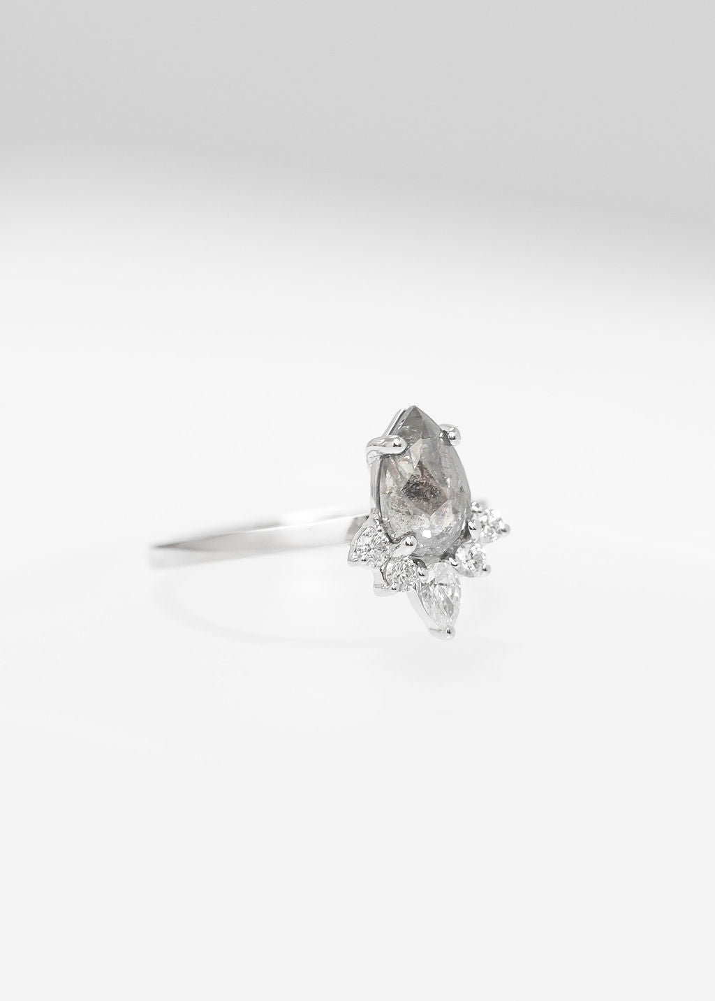 The Celeste | 1.26ct Pear Salt and Pepper Diamond | White Gold