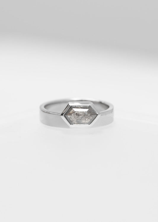 The Phoenix | 1.22ct Hexagon Salt and Pepper | White Gold