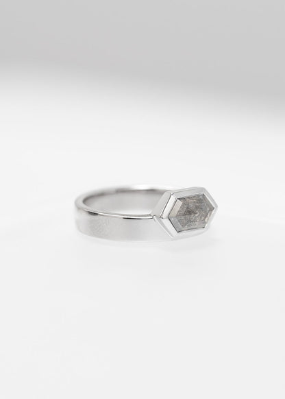 The Phoenix | 1.22ct Hexagon Salt and Pepper | White Gold