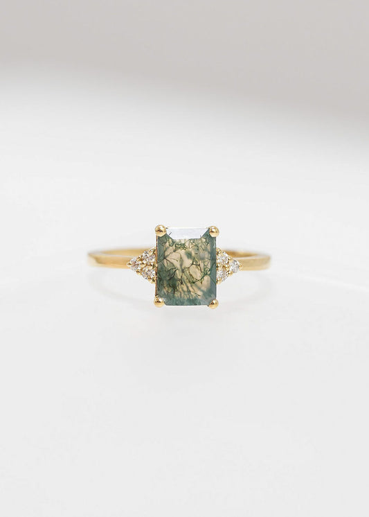 The Calisto | 1.20ct Emerald Moss Agate | Yellow Gold