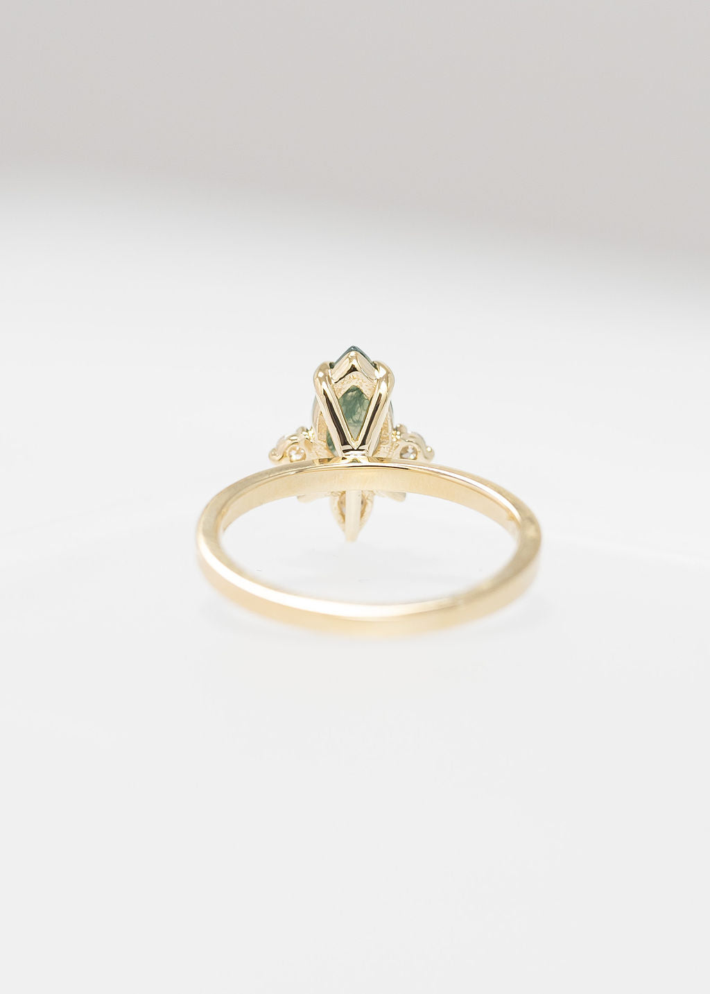 The Celeste | .74ct Pear Moss Agate | Yellow Gold