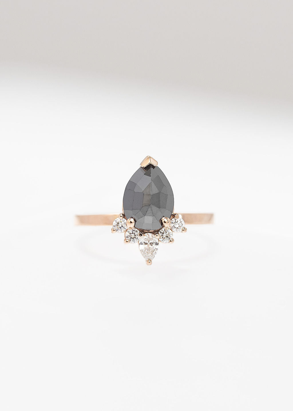 The Celeste | 1.68ct Pear Salt and Pepper Diamond | Rose Gold