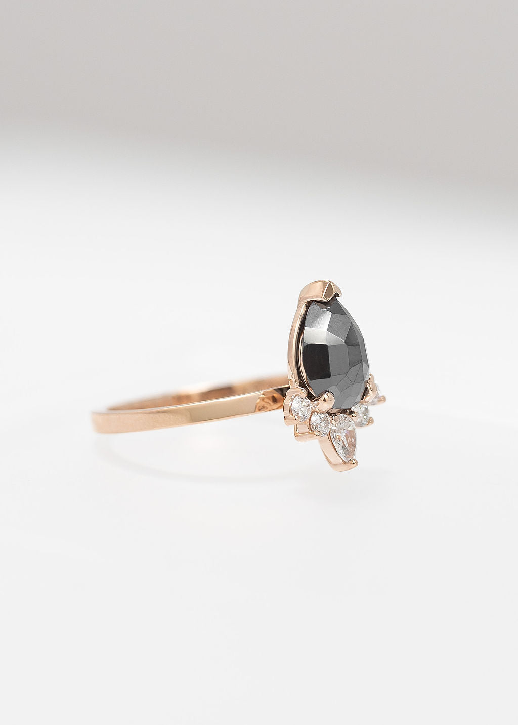 The Celeste | 1.68ct Pear Salt and Pepper Diamond | Rose Gold