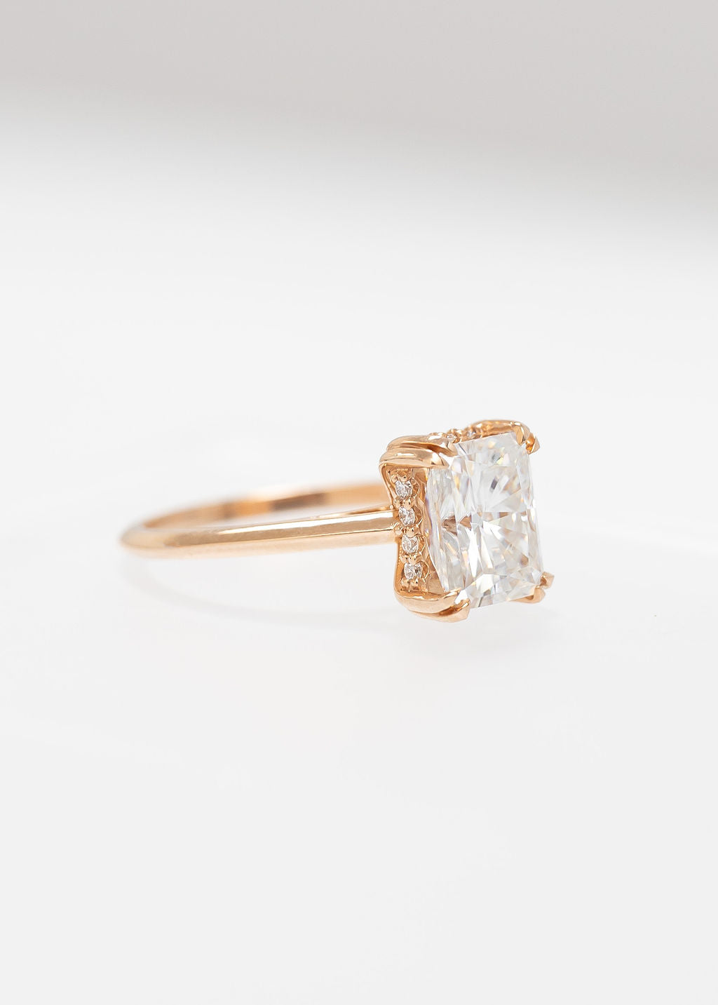 The Eden Ring | 2.65ct Radiant Cut Moissanite | Rose Gold