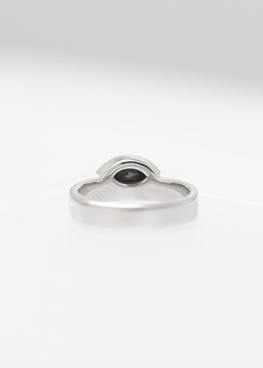 The Phoenix | .65ct Black Sapphire Marquise | White Gold