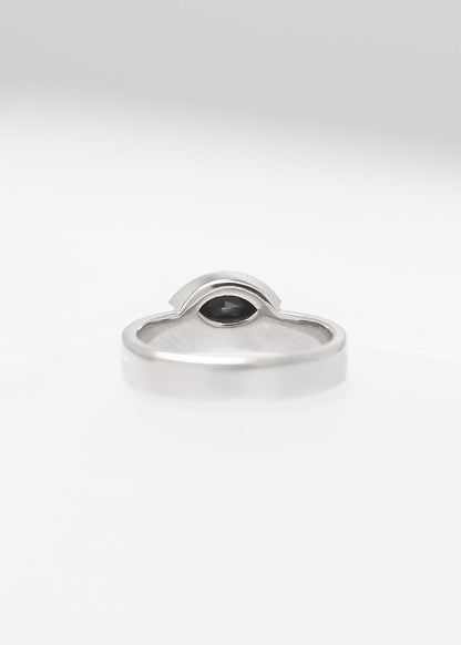 The Phoenix | .65ct Black Sapphire Marquise | White Gold