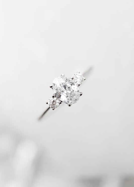 The Orion Ring | 1.02ct Oval Salt and Pepper Diamond | White Gold