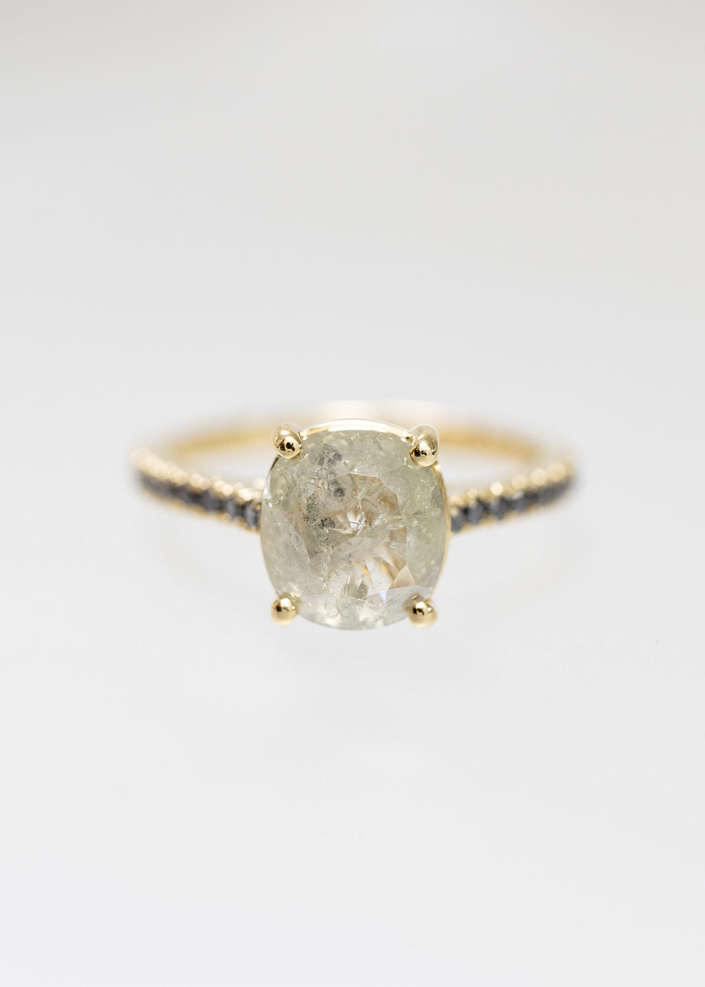 The Jett | 2.00ct Cushion Salt & Pepper | Yellow Gold