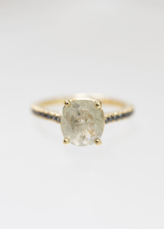 The Jett | 2.00ct Cushion Salt & Pepper | Yellow Gold