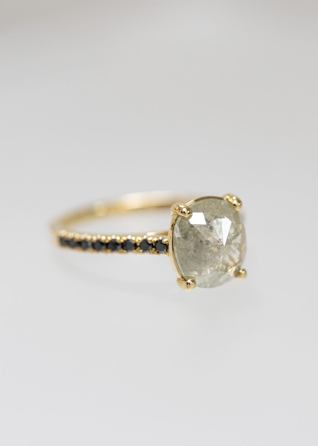 The Jett | 2.00ct Cushion Salt & Pepper | Yellow Gold