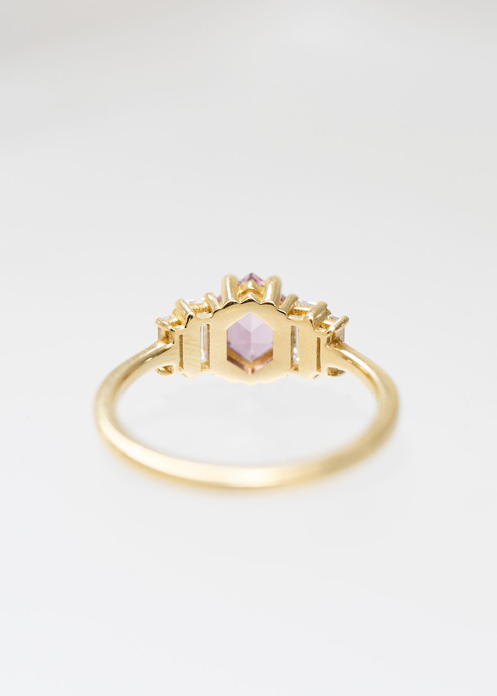 The Portia Ring | .94 Hexagon Pink Sapphire | Yellow Gold