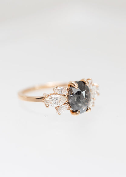 The Luna | 1.72ct Salt & Pepper Oval Diamond | Rose Gold