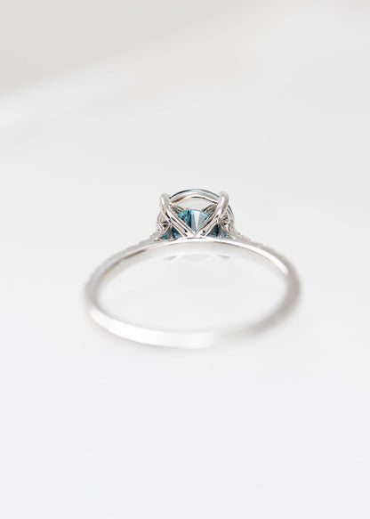 The Aurora Ring | 1.66ct Salt and Pepper Color Enhanced Blue Diamond | White Gold