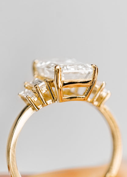 The Portia Ring | 3.50ct Emerald Cut Diamond | Yellow Gold