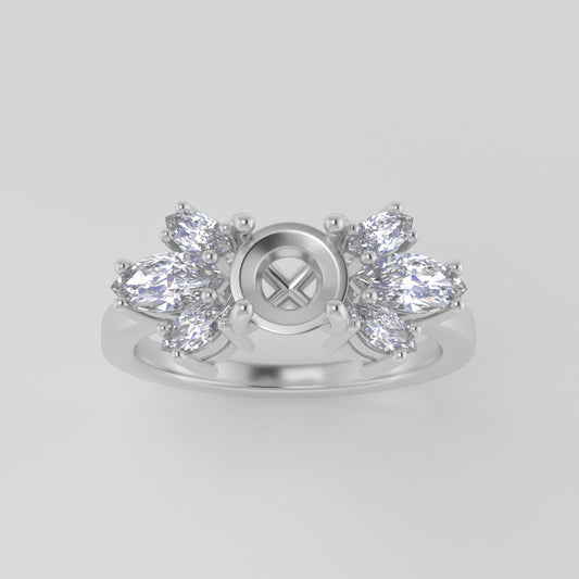 The Luna | 14k | White | Size 7.5 | Stone Moissanite | Marquise | 12x6mm | Moss Ring Box | Custom Engraving:  +$0