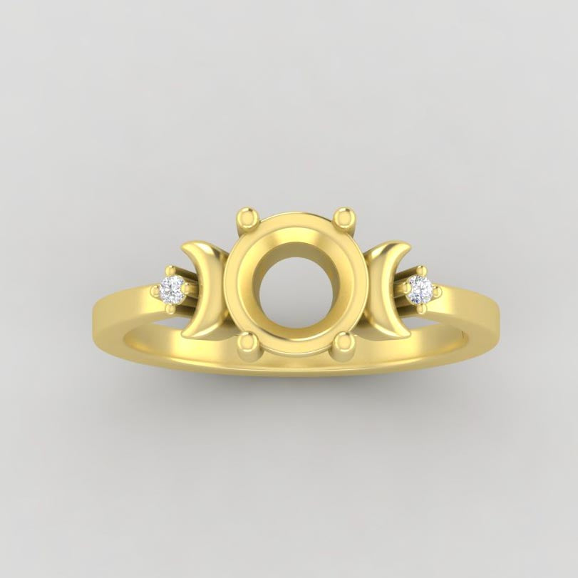 The Selene | 14k | Yellow | Size 6.5 | Stone MOS97 | Moss Ring Box | Custom Engraving:  +$0