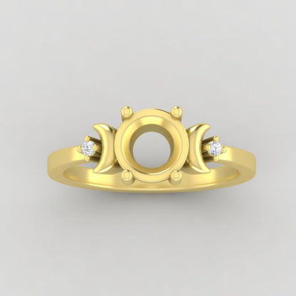 The Selene | 14k | Yellow | Size 7 | Stone CLR66 | Moss Ring Box | Custom Engraving:  +$0