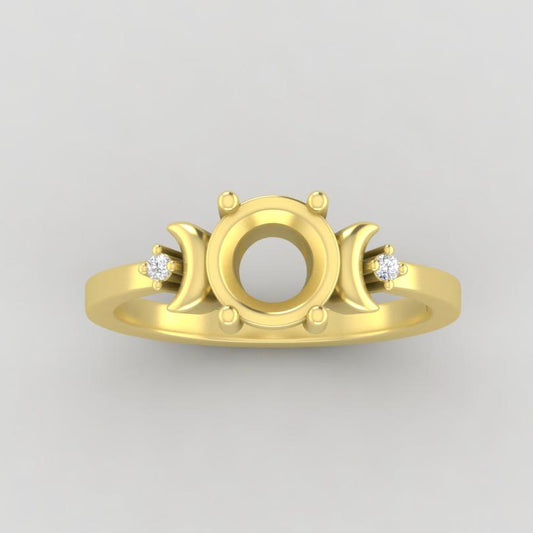 The Selene | 14k | Yellow | Size 7 | Stone CLR66 | Moss Ring Box | Custom Engraving:  +$0
