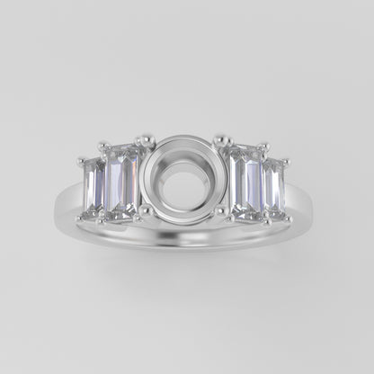 The Portia | 14k | White | Size 7 | Stone Moissanite | Emerald | 8x6mm | Green Ring Box | Custom Engraving:  +$0