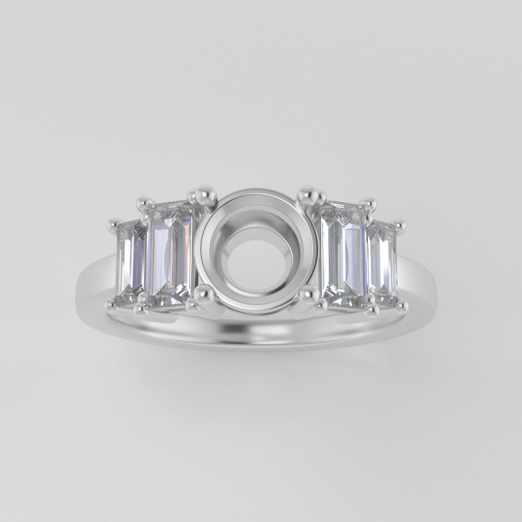 The Portia | 14k | White | Size 7 | Stone MOS92 | Dune Ring Box | Custom Engraving:  +$0
