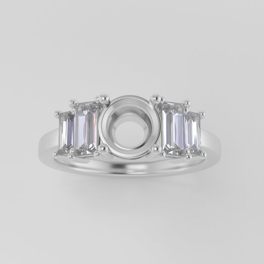 The Portia | 14k | White | Size 7 | Stone MOS92 | Dune Ring Box | Custom Engraving:  +$0