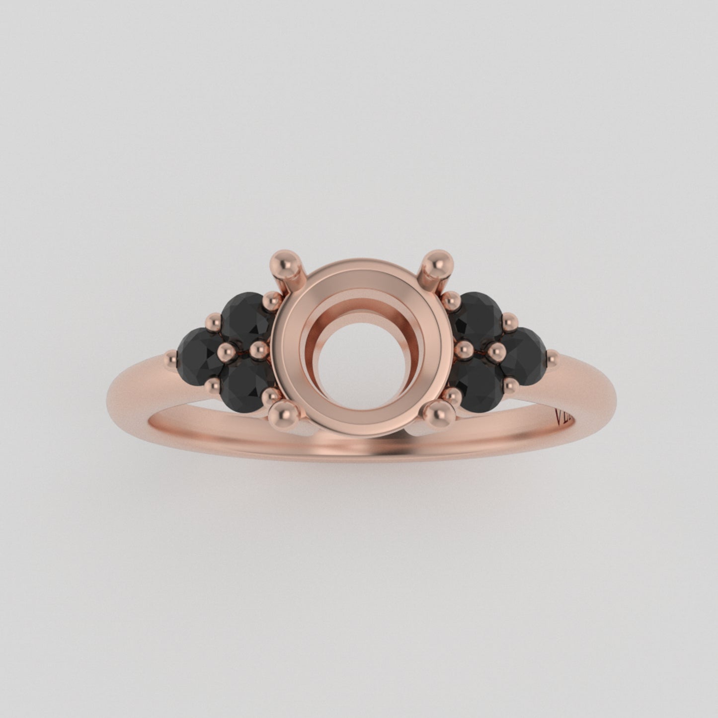 The Eclipse | 14k | Rose | Size 7 | Stone MOS65 | Gray Ring Box | Custom Engraving:  +$0