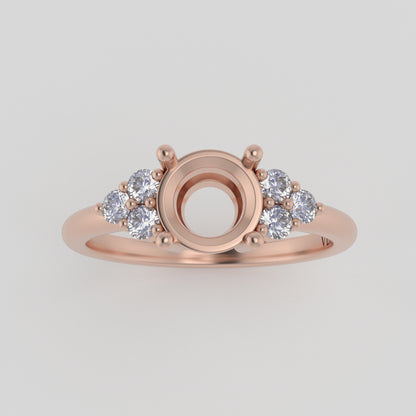 The Calisto | 14k | Rose | Size 6.5 | Stone RB18 | Gray Ring Box | Custom Engraving:  +$0