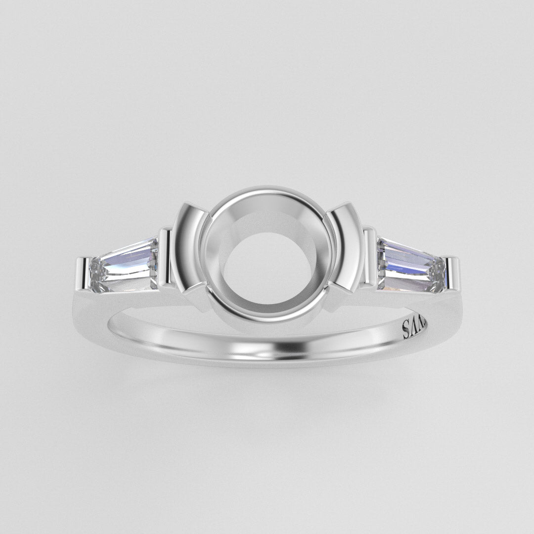 The Wolfe | 18k | White | Size 6 | Stone HX187 | Dune Ring Box | Custom Engraving:  +$0