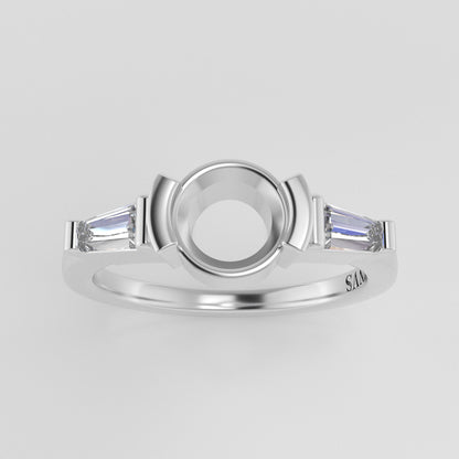 The Wolfe | 14k | White | Size 6 | Stone Moissanite | Emerald | 6x4mm | Moss Ring Box | Custom Engraving:  +$0