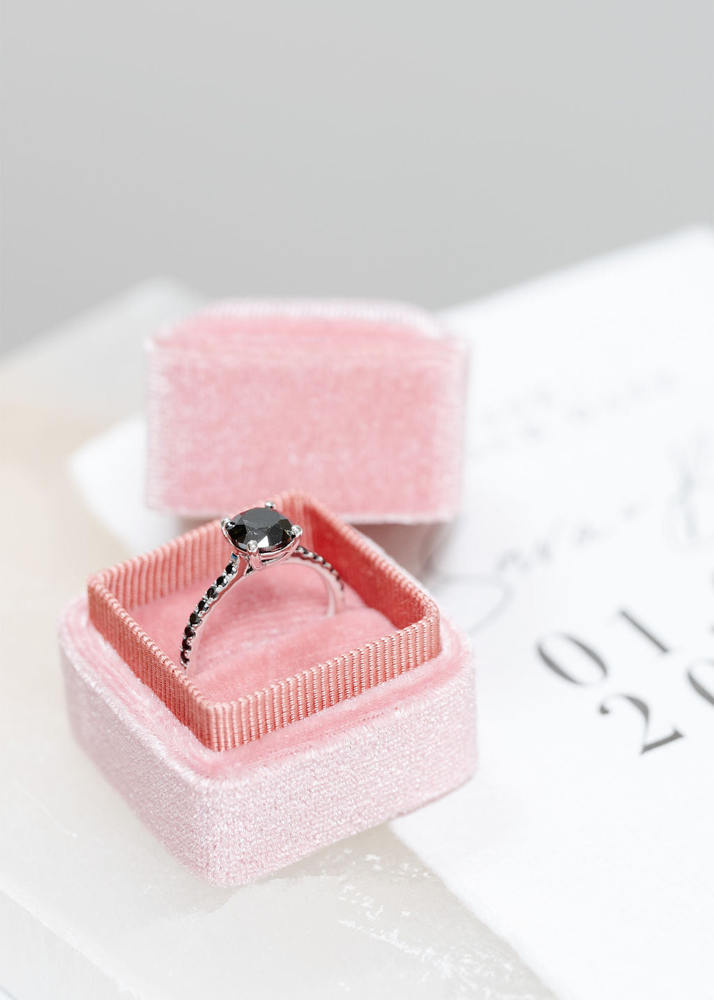 The Cordelia | Platinum | White | Size 6 | Stone CLR67 | Pink Ring Box | Custom Engraving:  +$0