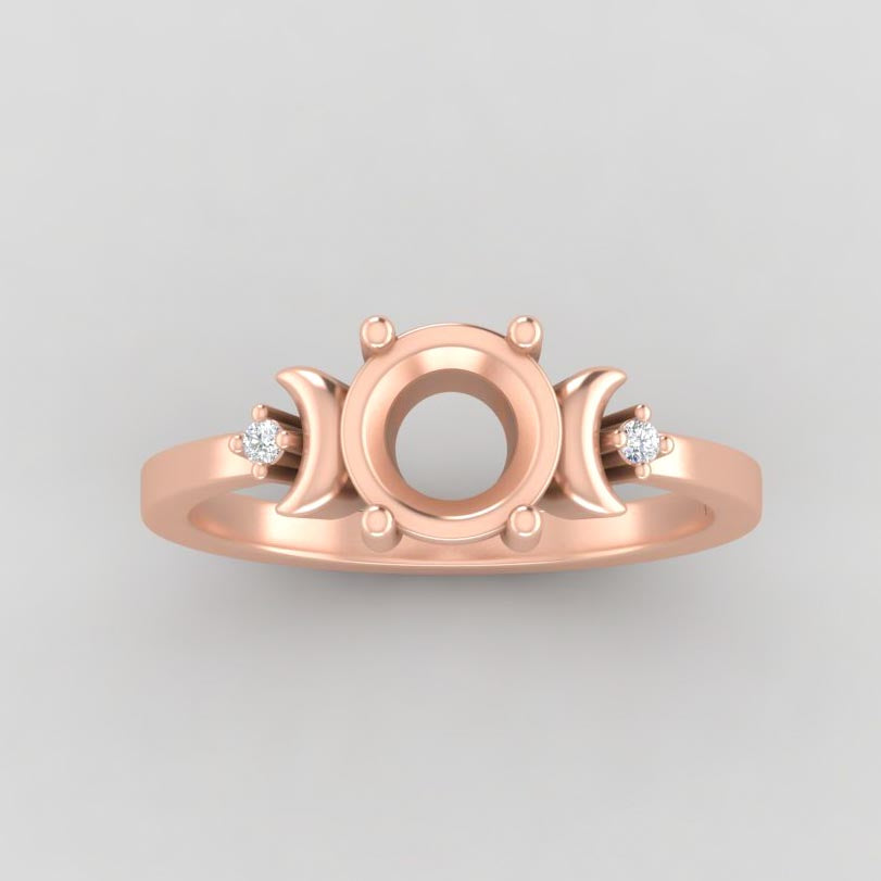 The Selene | 14k | Rose | Size 9.5 | Stone Moissanite | Round | 8.5mm | Lagoon Ring Box | Custom Engraving:  +$0